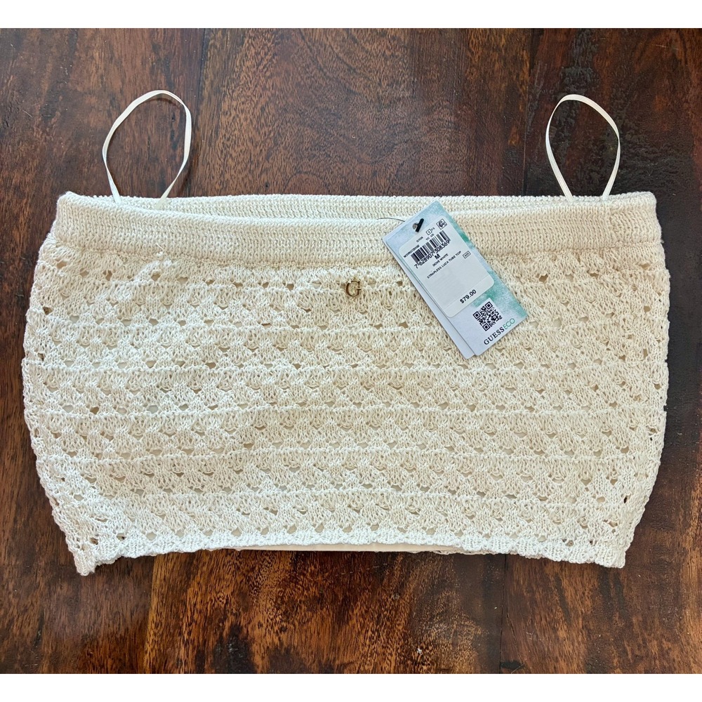 GUESS~ Eco Luca Strapless Tube Top~ Dove White ~ Medium~New with Tags